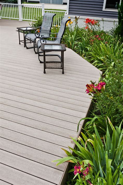 Composite decking at menards - Features. Designed for use in stair tread and deck border applications. Contains UV additives in the color, providing some fade resistance to the boards. Superior durability against splintering, cracking, rotting, and insects. Begins to fade to a lighter shade in 30-60 days. Made of polyethylene and recycled wood fibers.